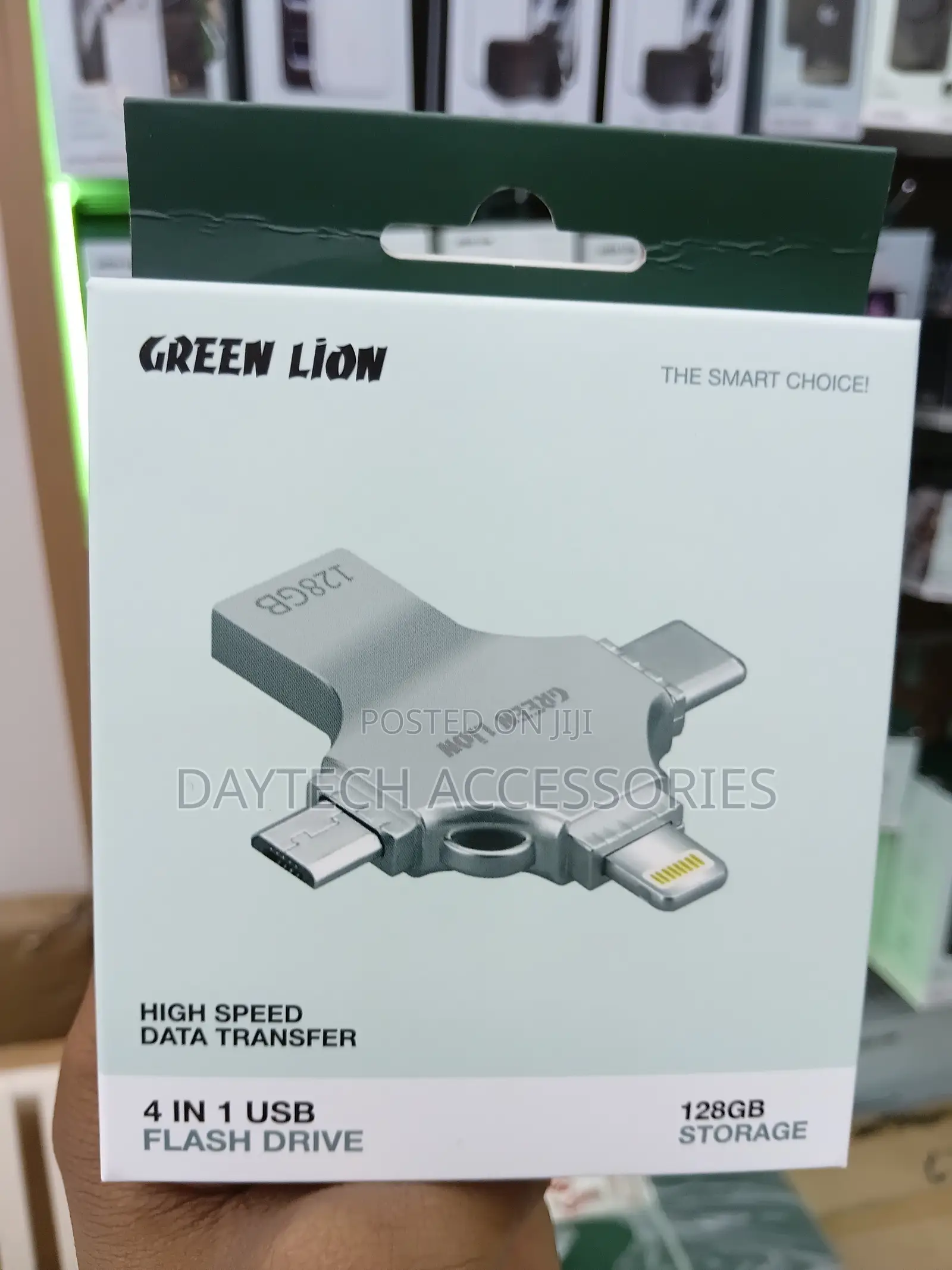 Green Lion 4-in-1 Usb Flash Drive With 128gb Storage.