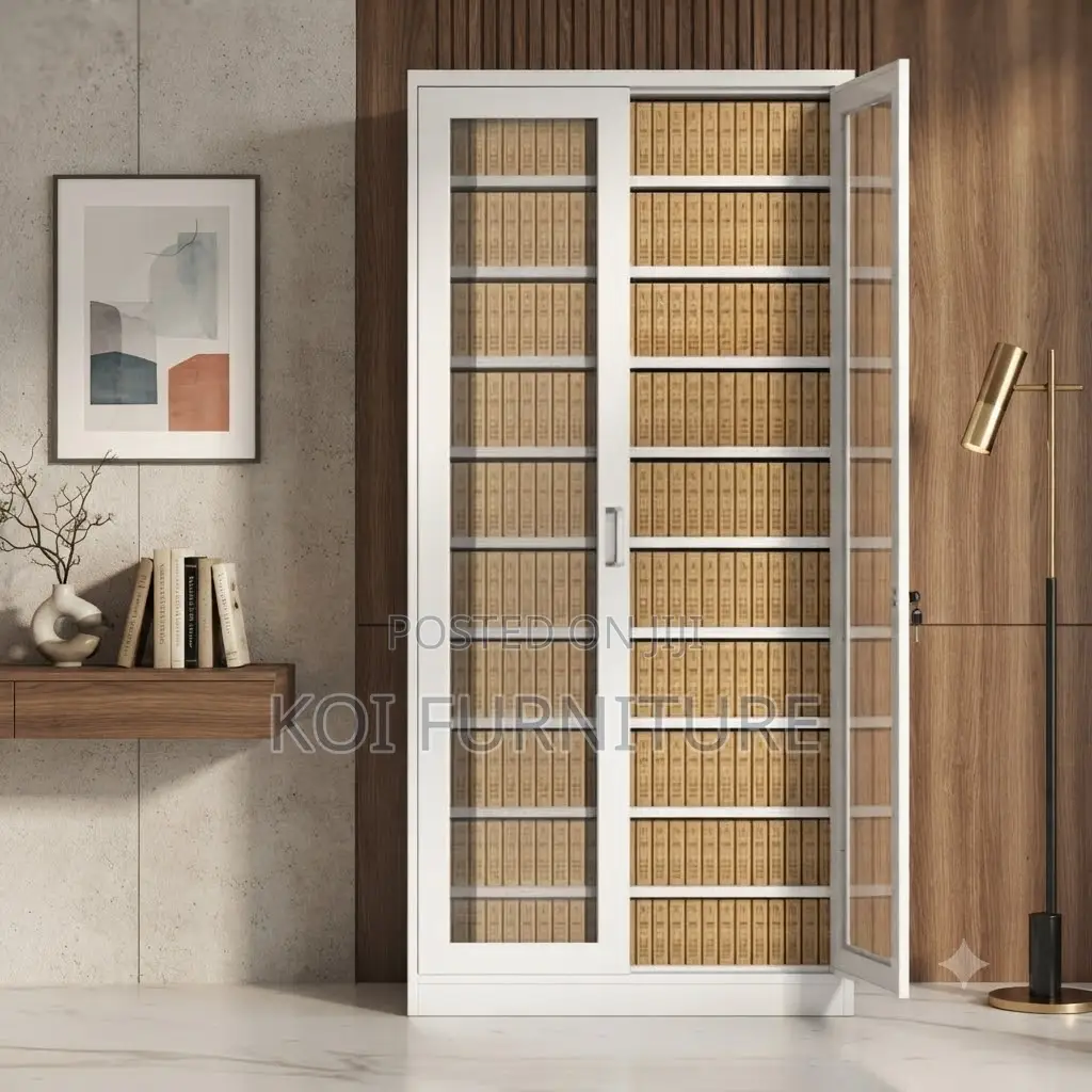 Office Cabinet; Two Doors Steel Files Cabinet With Front Glass View