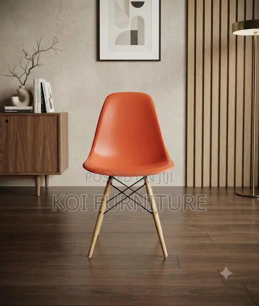 Dining Chairs; Eames Dining Seat With 4 Wooden Legs