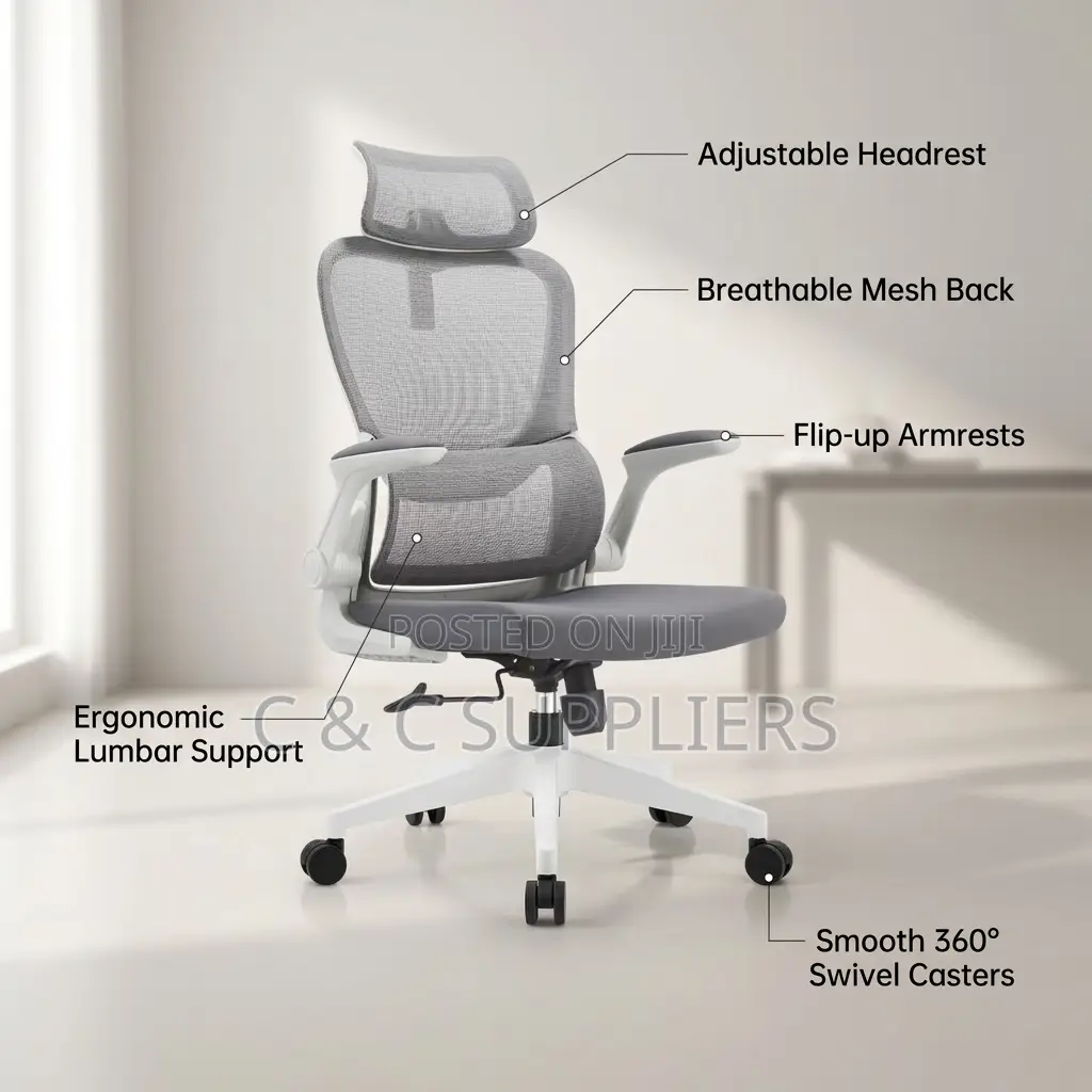 Swivel White Ergonomic Secretary Chair