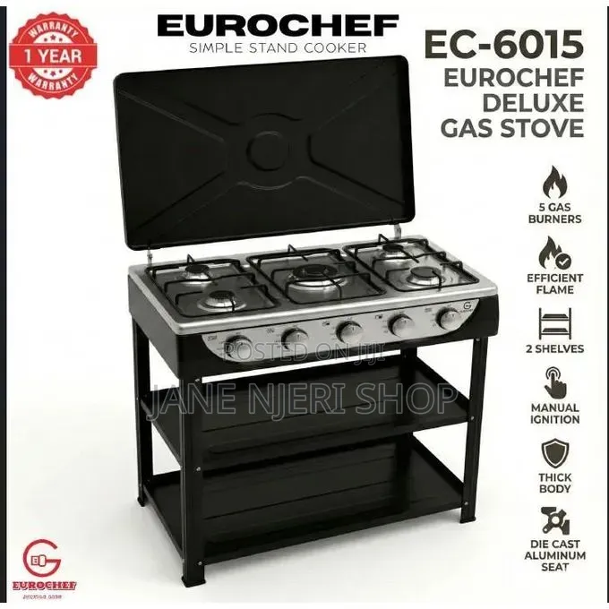 Eurochef 5 Burner Standing Cooker With Shelves