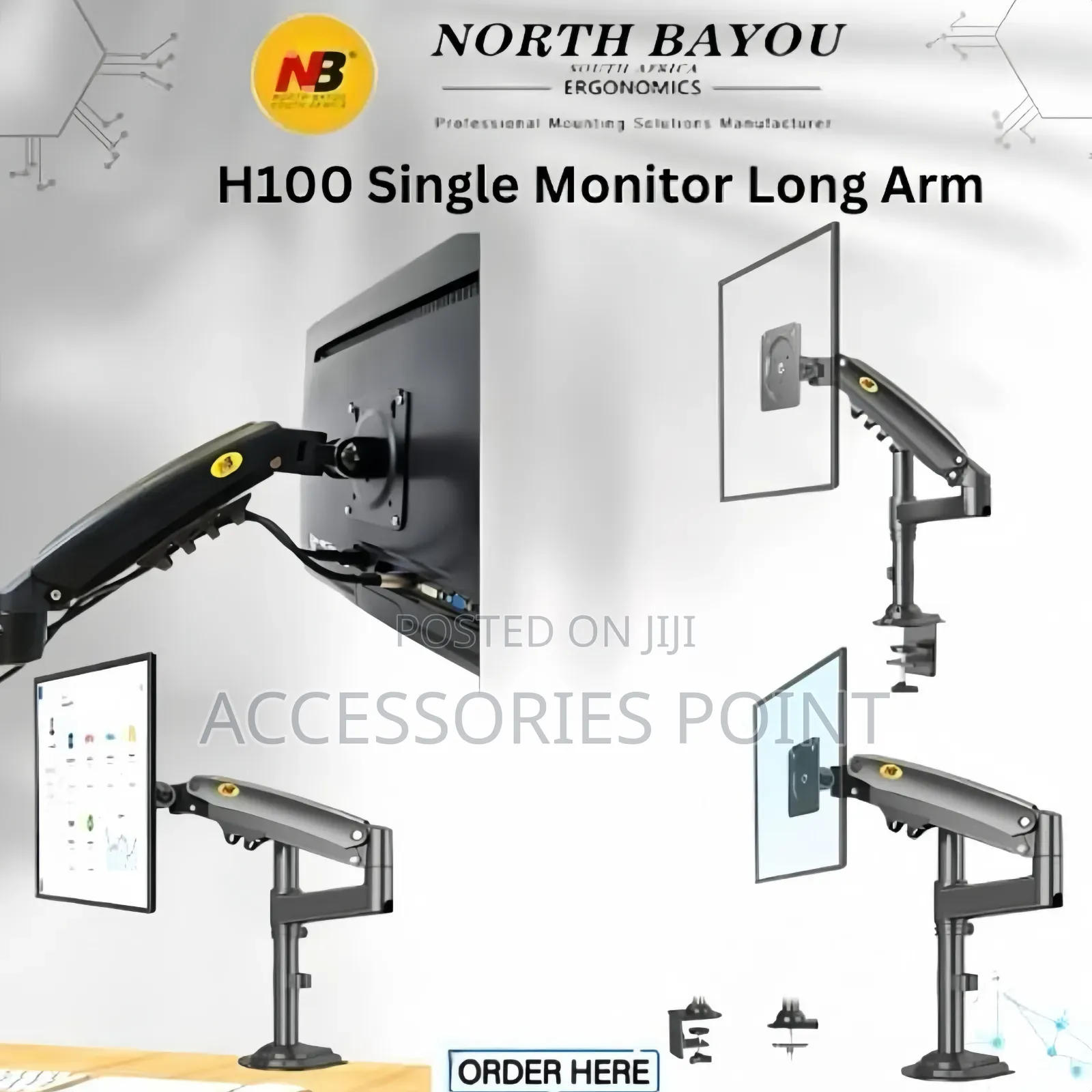 Nb North Bayou H100 Heavy Duty Monitor Desk Mount 17 to 32 Inch