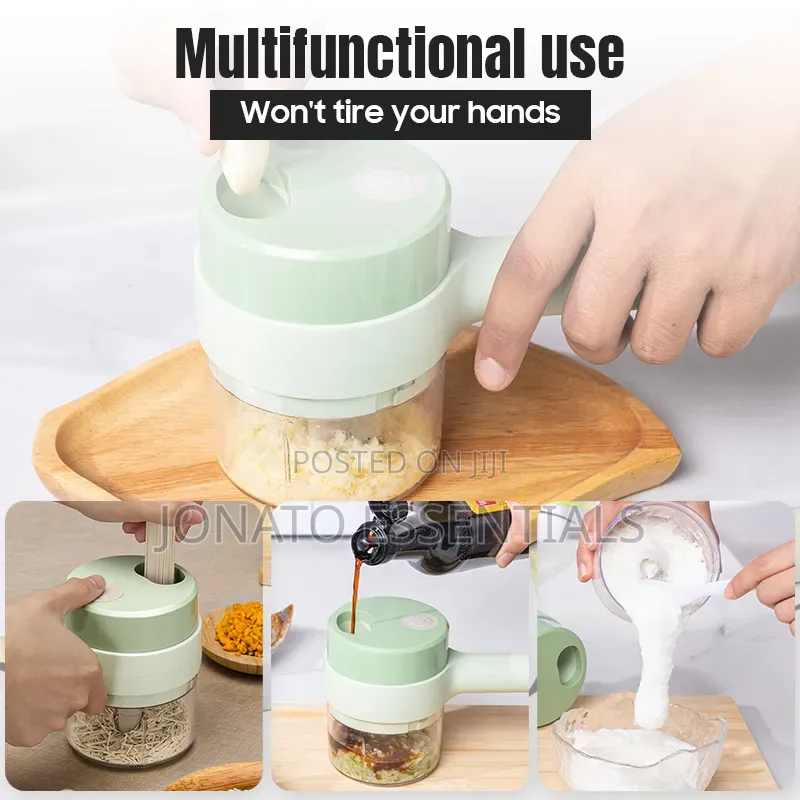 4-in-1 Handheld Electric Vegetable Chopper Slicer - Usb Rechargeable