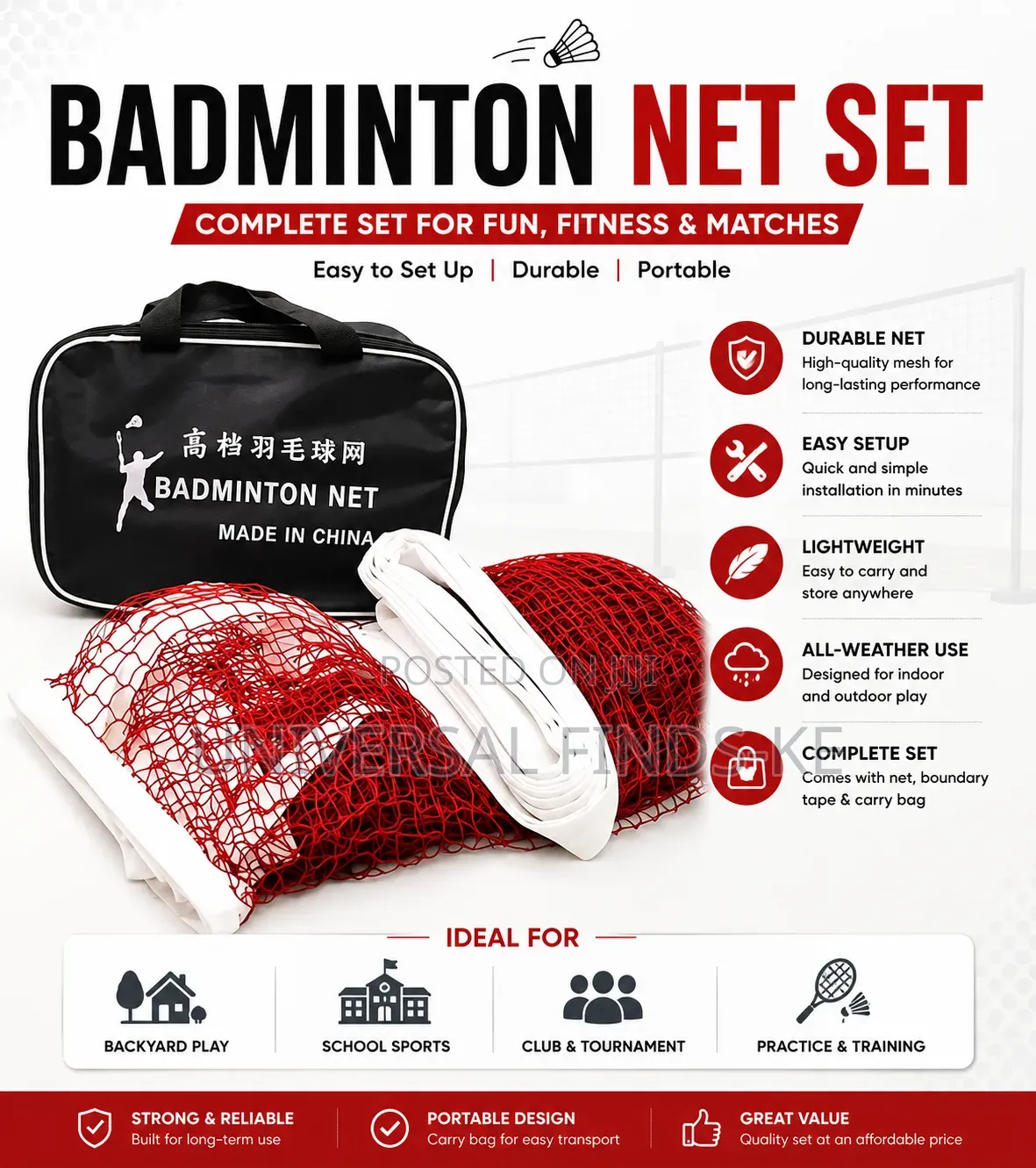 Professional Badminton Net Set With Carry Bag