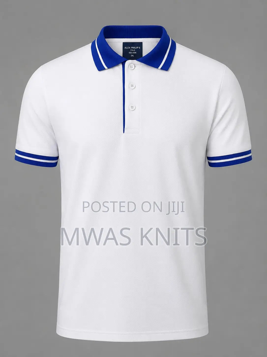White Collar Royal Blue Polo T Shirt Fashion