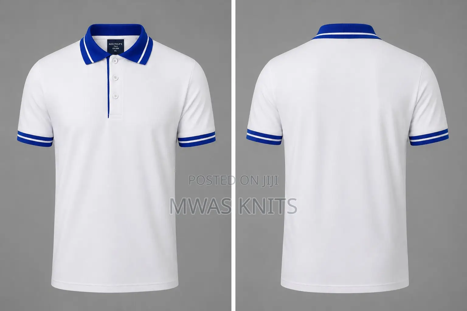 White Collar Royal Blue Polo T Shirt Fashion