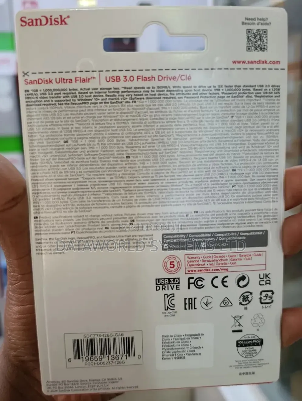 Sandisk Ultra Flair 128gb Usb 3.0 Flash Drive 150mb/S Read