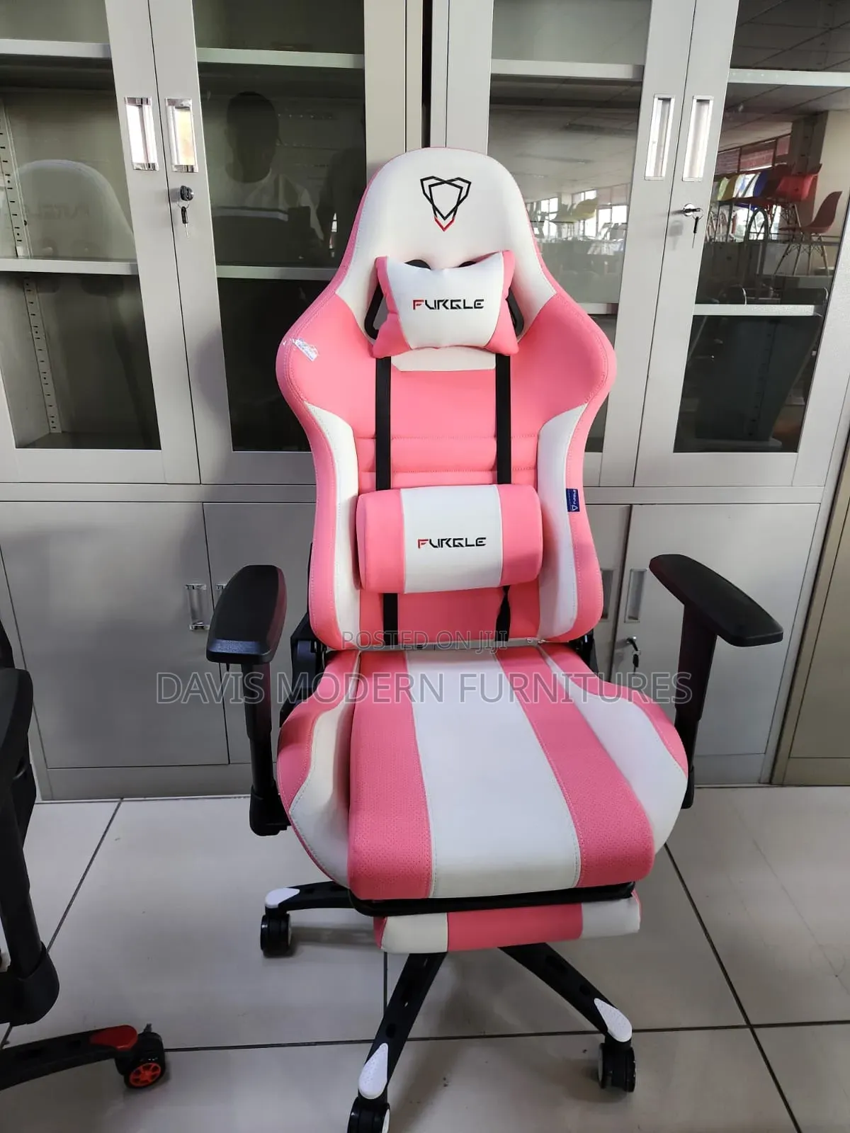 White and Pink Gaming Chair
