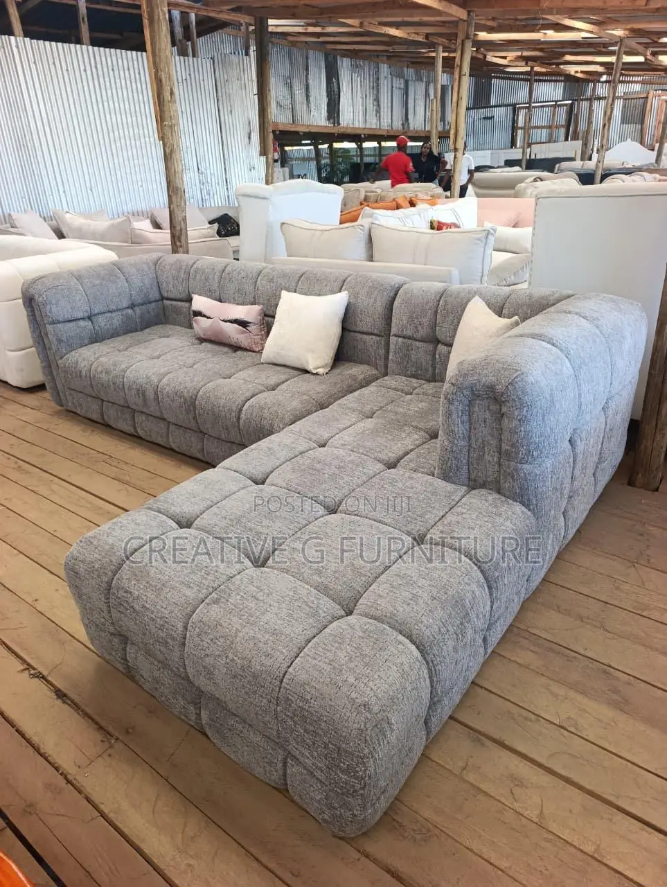6 Seater Luxury Grey Bubble Sofa Set