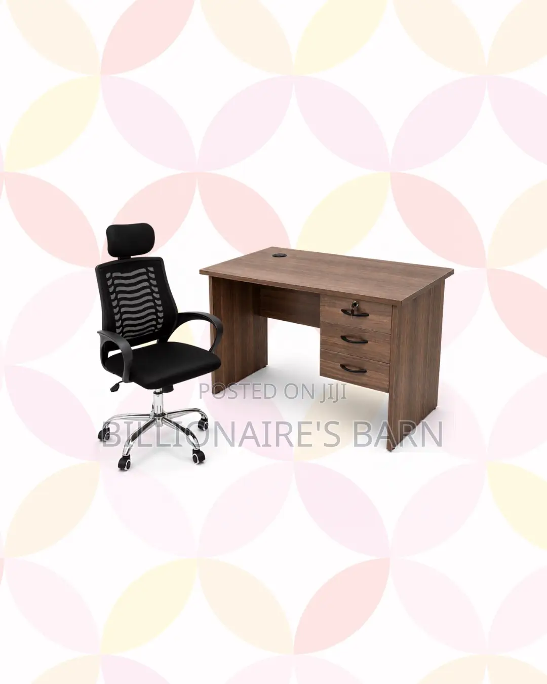 Compact 1m Desk and Headrest Mesh Chair for Home Use