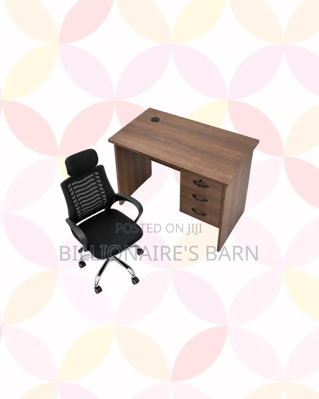 Compact 1m Desk and Headrest Mesh Chair for Home Use