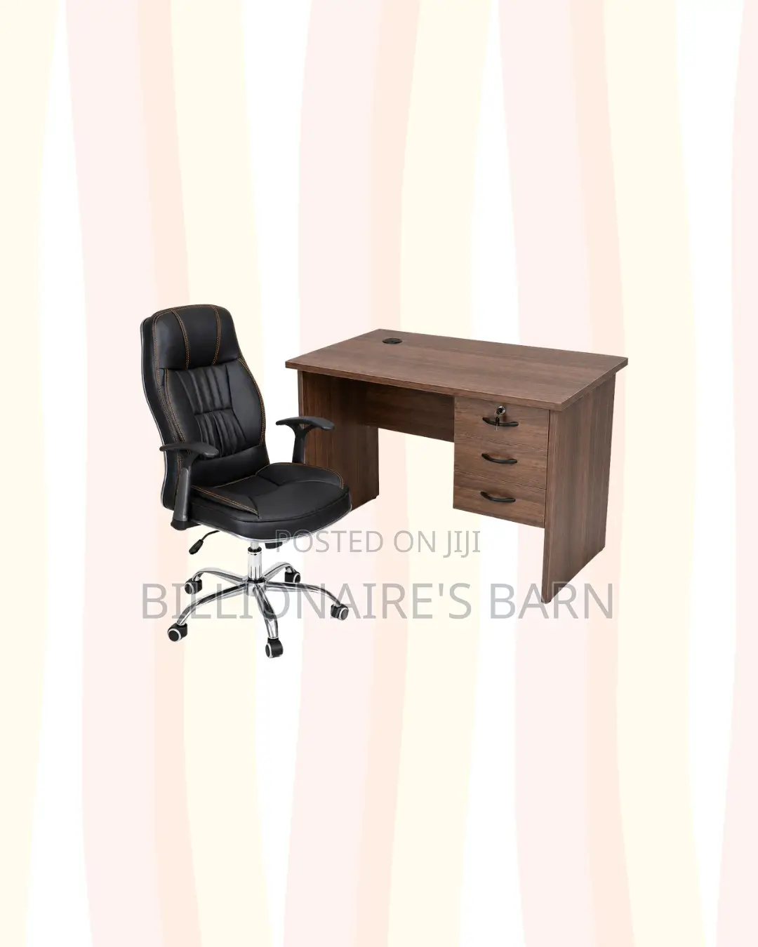 Compact 1m Desk and C35 Executive Leather Chair for Professional Use