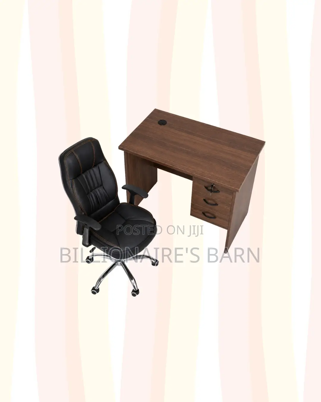 Compact 1m Desk and C35 Executive Leather Chair for Professional Use