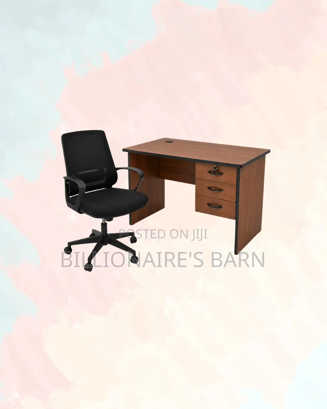 Compact 1m Desk and Black Mid-Back Ergonomic Mesh Chair for Daily Work