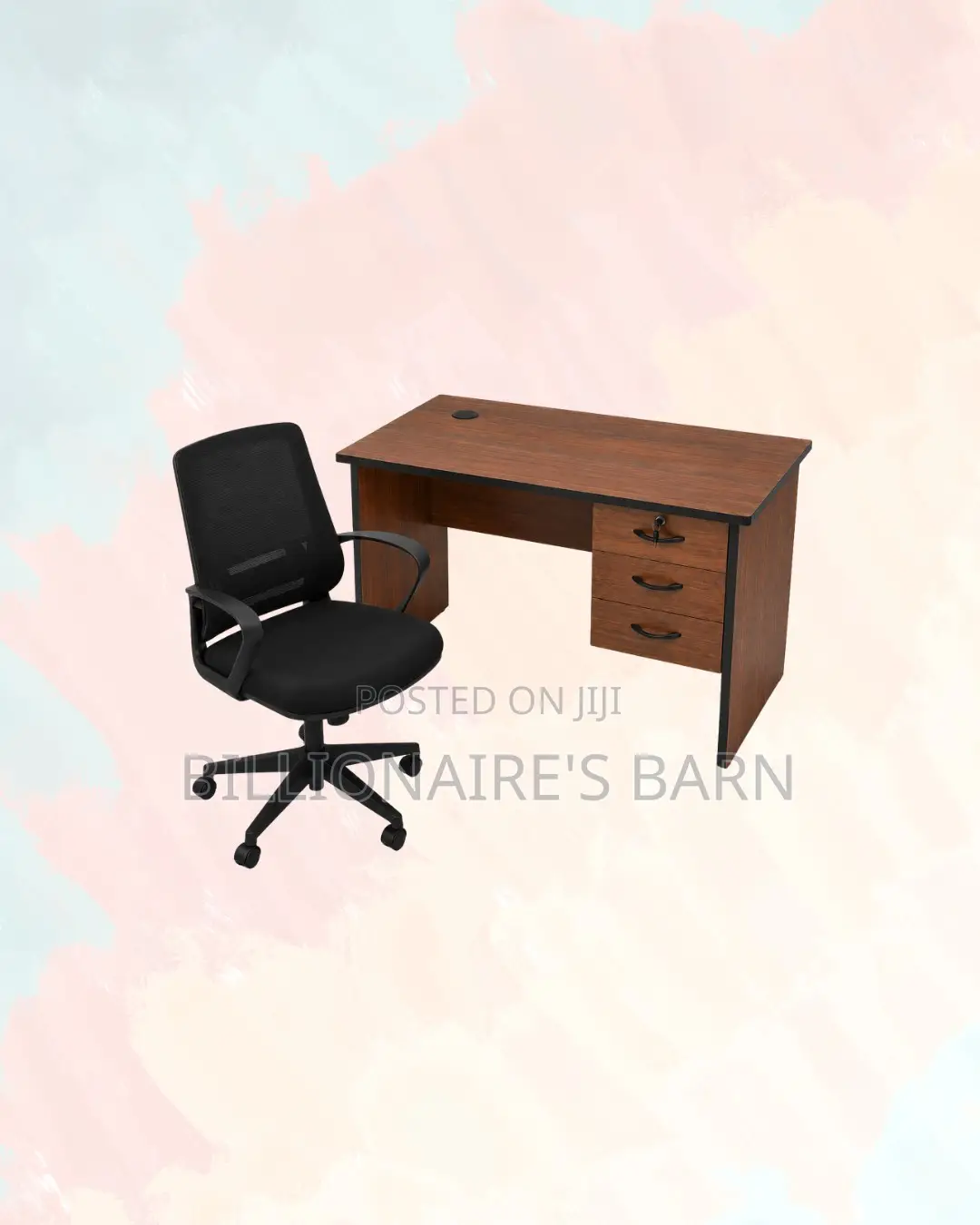 Compact 1m Desk and Black Mid-Back Ergonomic Mesh Chair for Daily Work