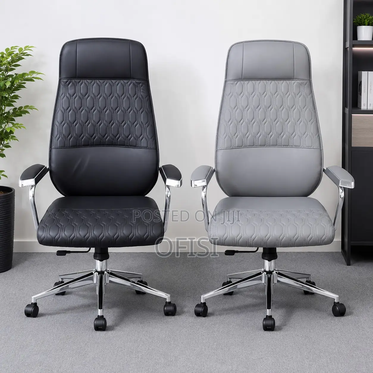 Office Chair; Leather High-Back Executive Office Chair