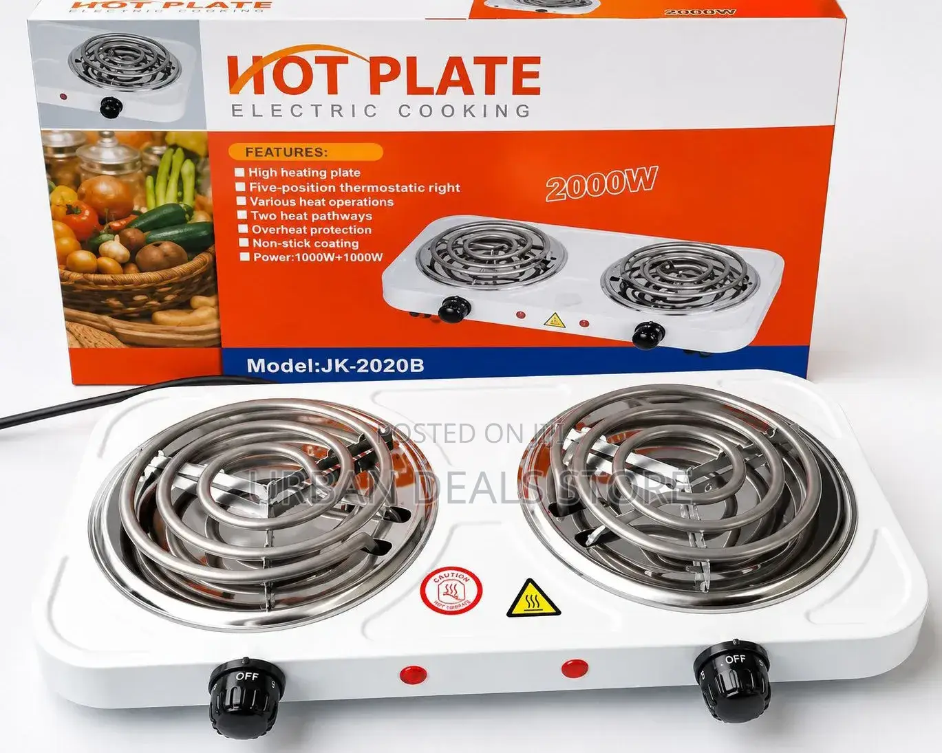 3-Pin Double Hot Plate Electric Coil Cooker