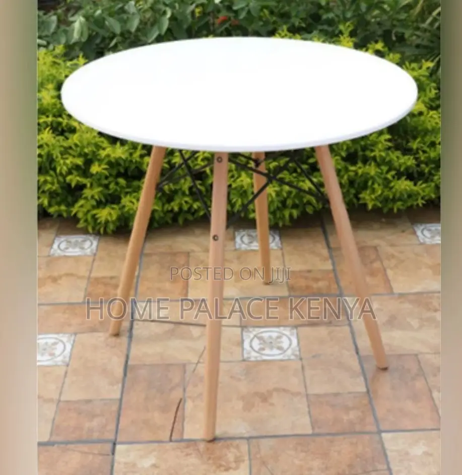 Dining Table: Round White Top Dining Table With Eiffle Legs