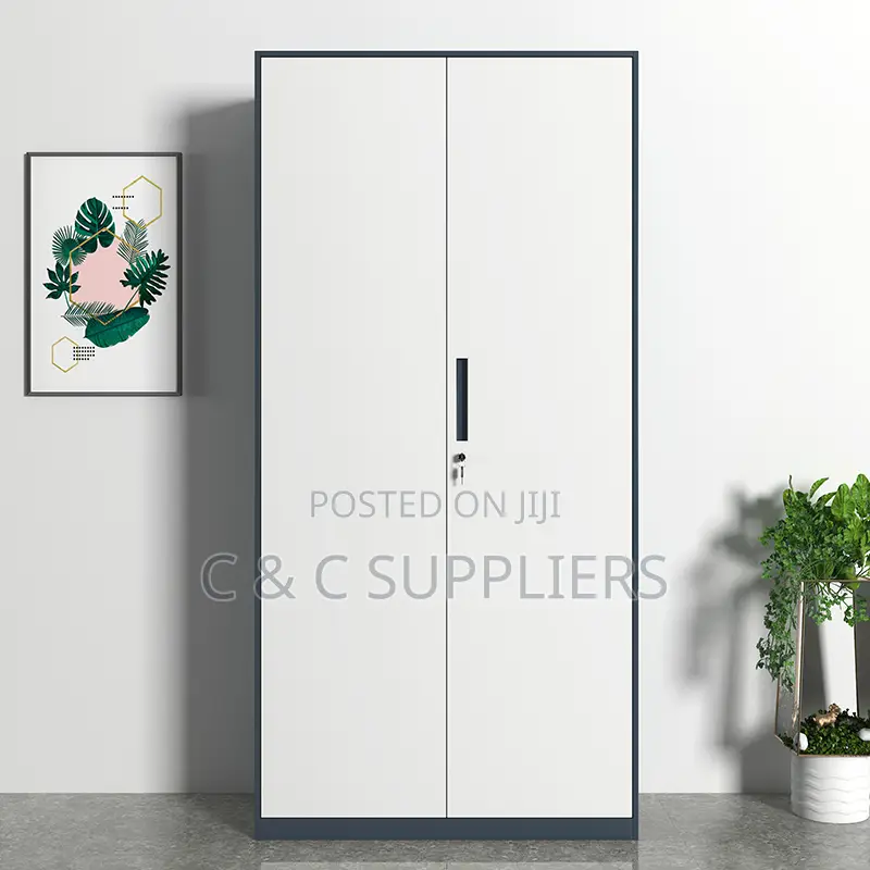2-Swing Door Gray Metallic Office Cabinet