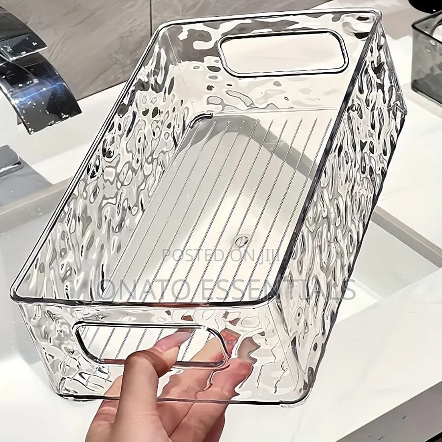 Clear Kitchen Storage Organizer - Durable Fridge Pantry Bin