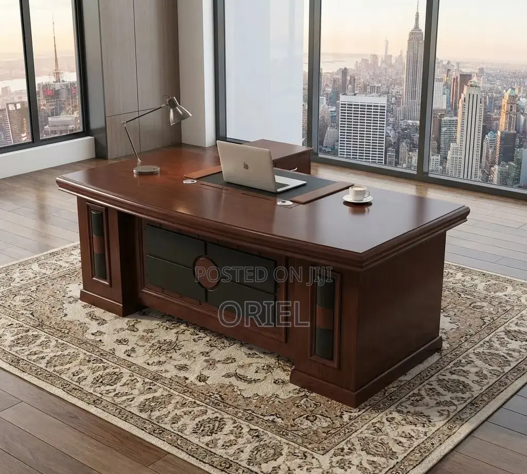 Office Desk : 1.5m Mahogany Finish Office Desk