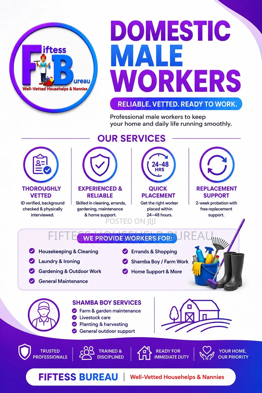 Reliable Male Domestic Workers in Kenya