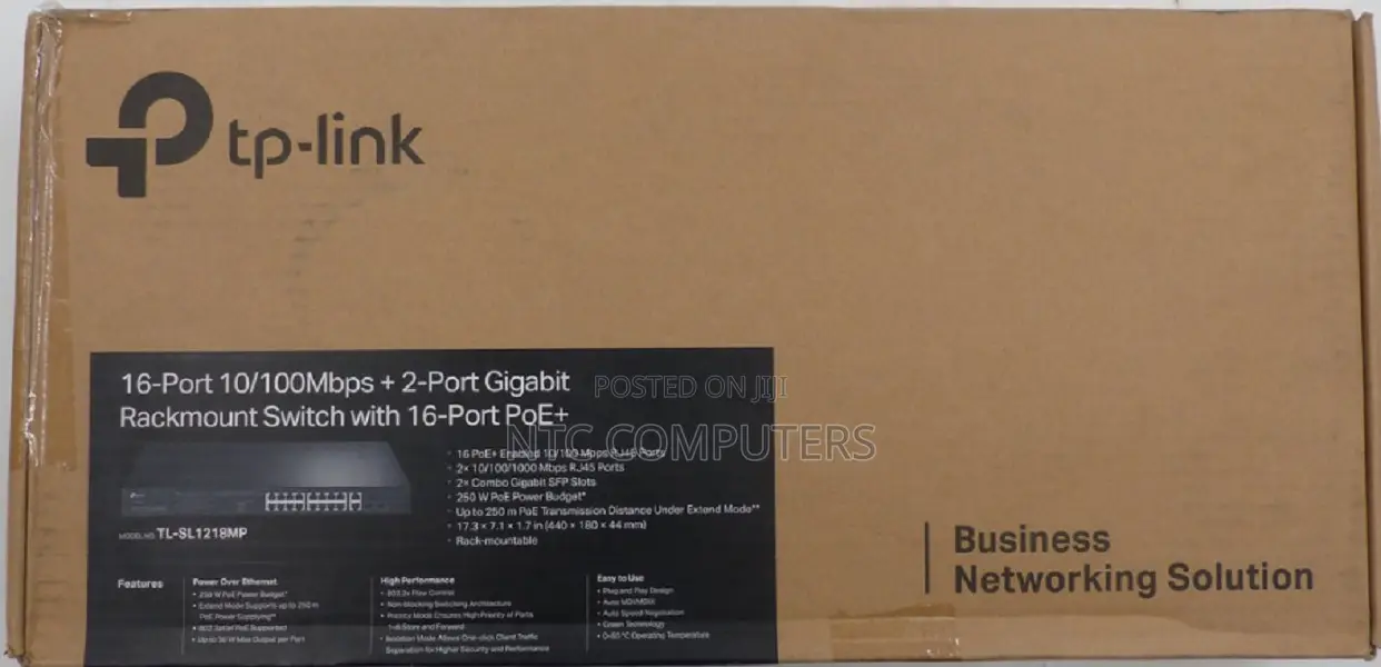 TP-Link 16port 10/100 MBPS With 2-Port Gigabit ,16- Poe+-Sl1218mp