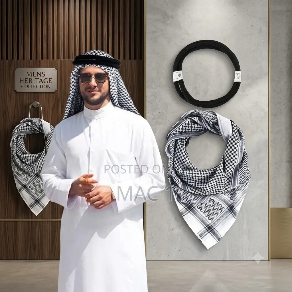 Men's Arabic Arafat Scarf Set (Shemagh Agal Cord)