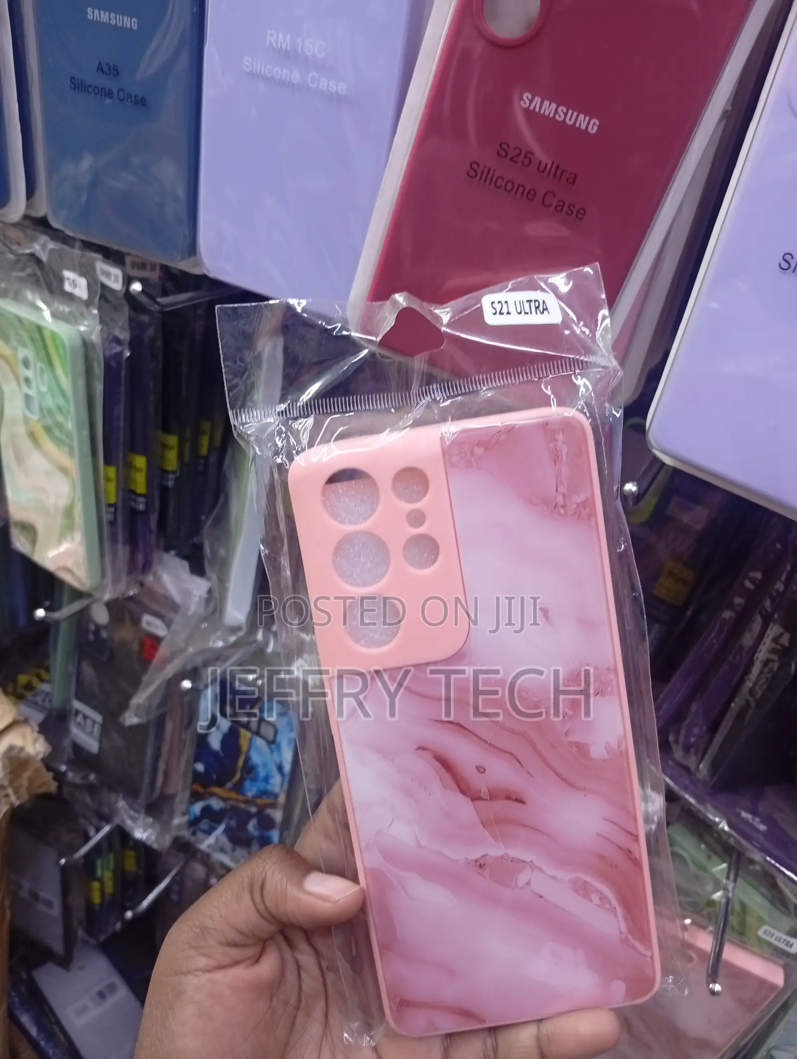 S G S21 Ultra Split-Design Backing With a Solid Light Pink Color Case
