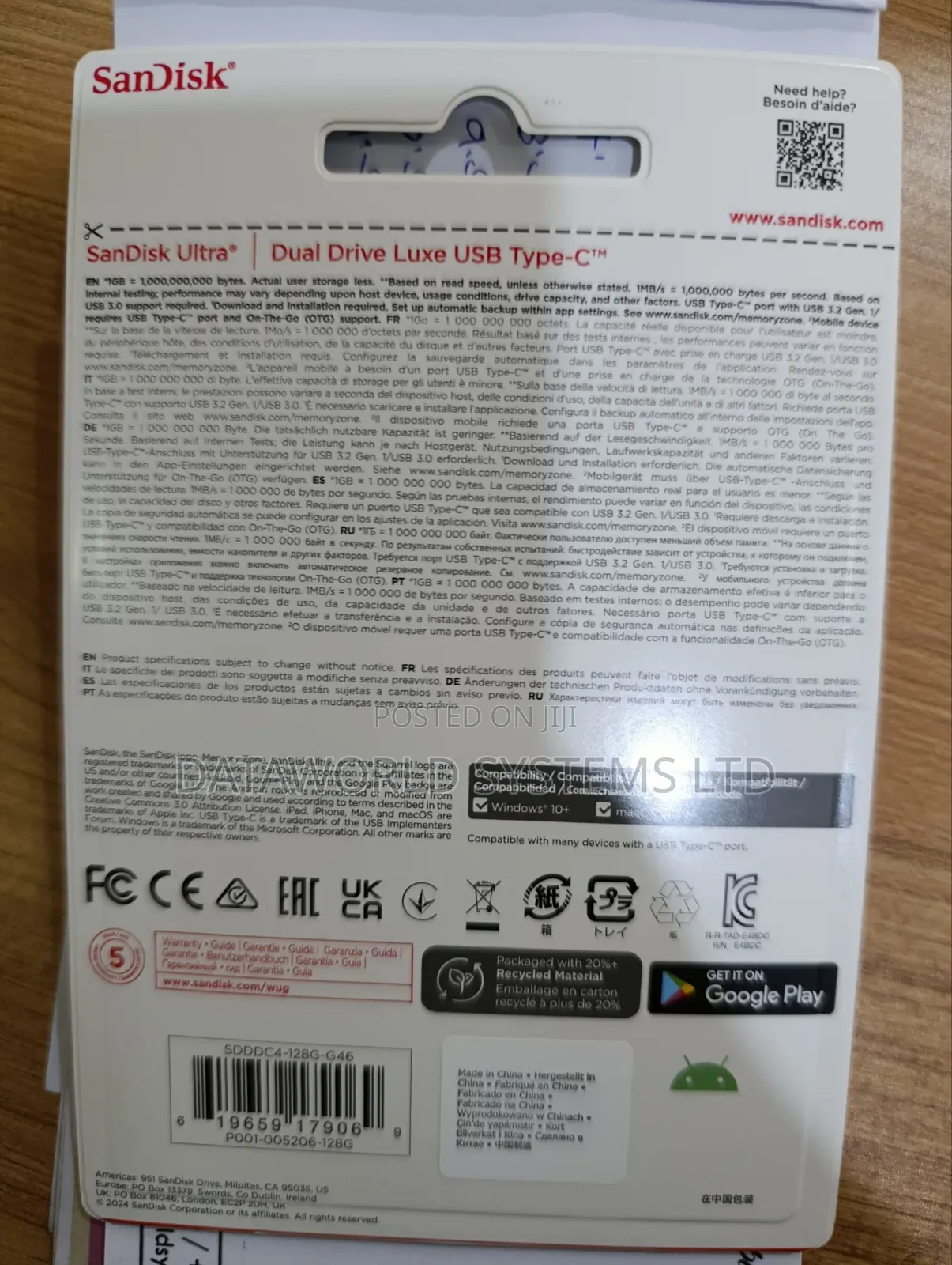Sandisk Ultra Dual Drive Luxe Usb Type-C 128gb Up to 400mb/S