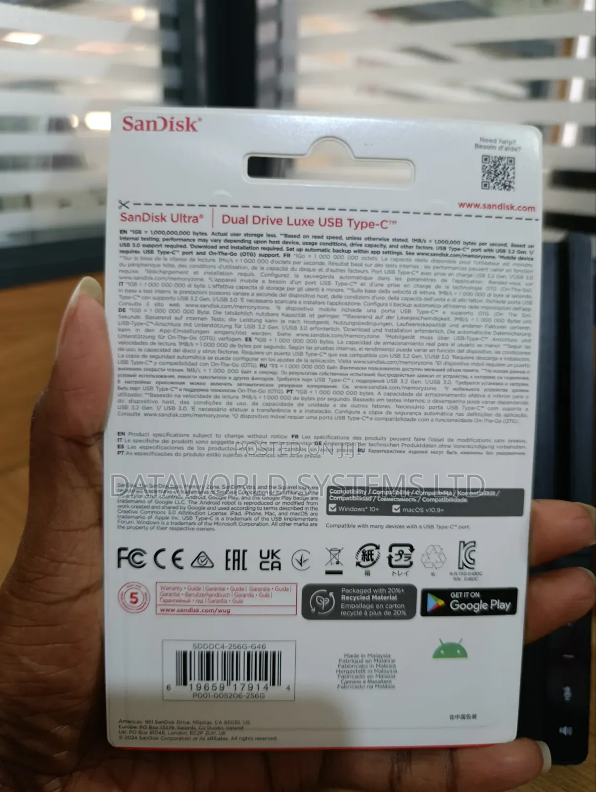Sandisk Ultra Dual Drive Luxe Usb Type-C 256gb Up to 400mb/S