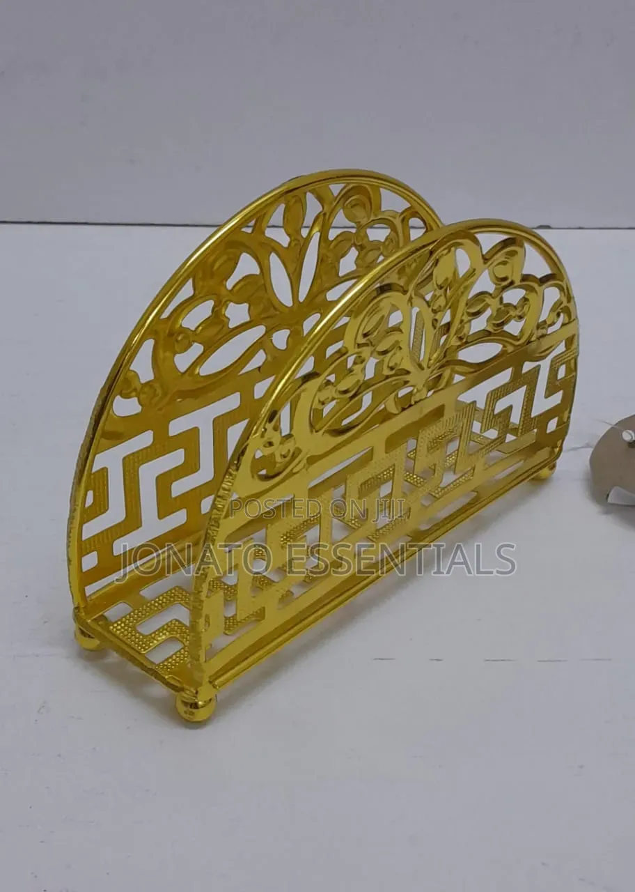 Elegant Gold Metal Napkin Holder - Modern Dining Table Decor