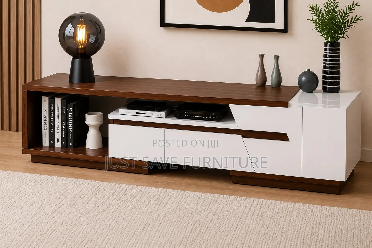 Modern Walnut White Tv Stand – 6ft