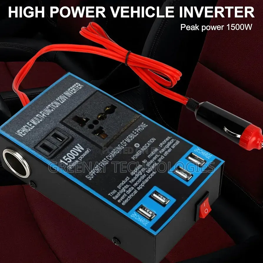 1500w Car Inverter, 4 Usb Ports and High Voltage Socket