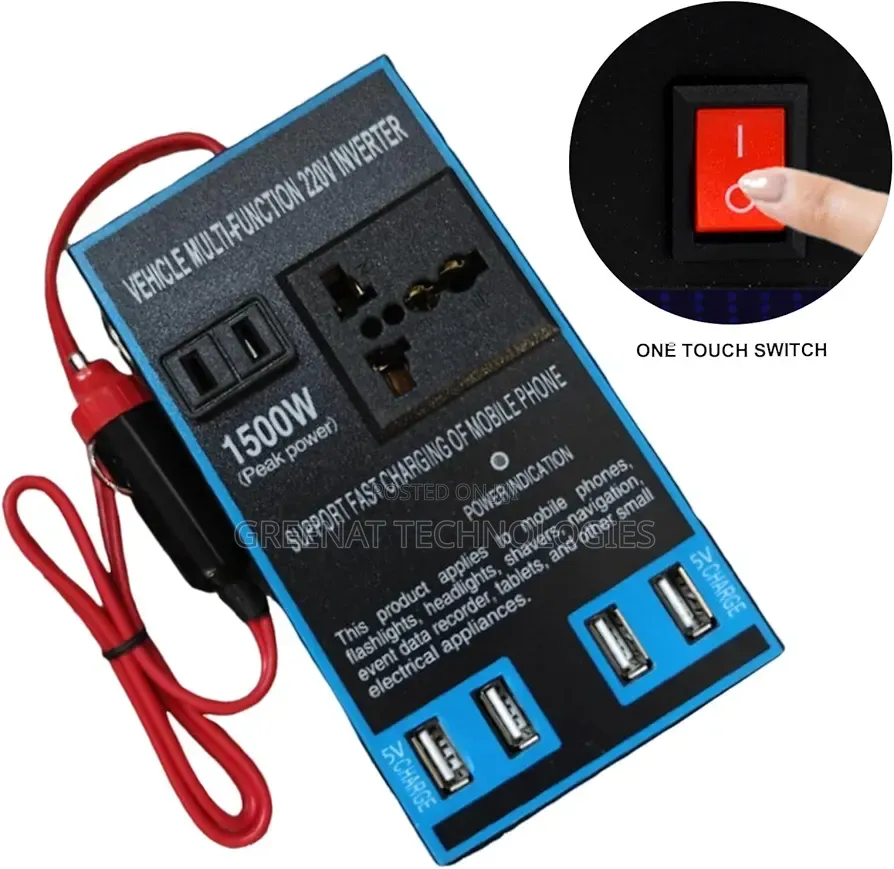 1500w Car Inverter, 4 Usb Ports and High Voltage Socket