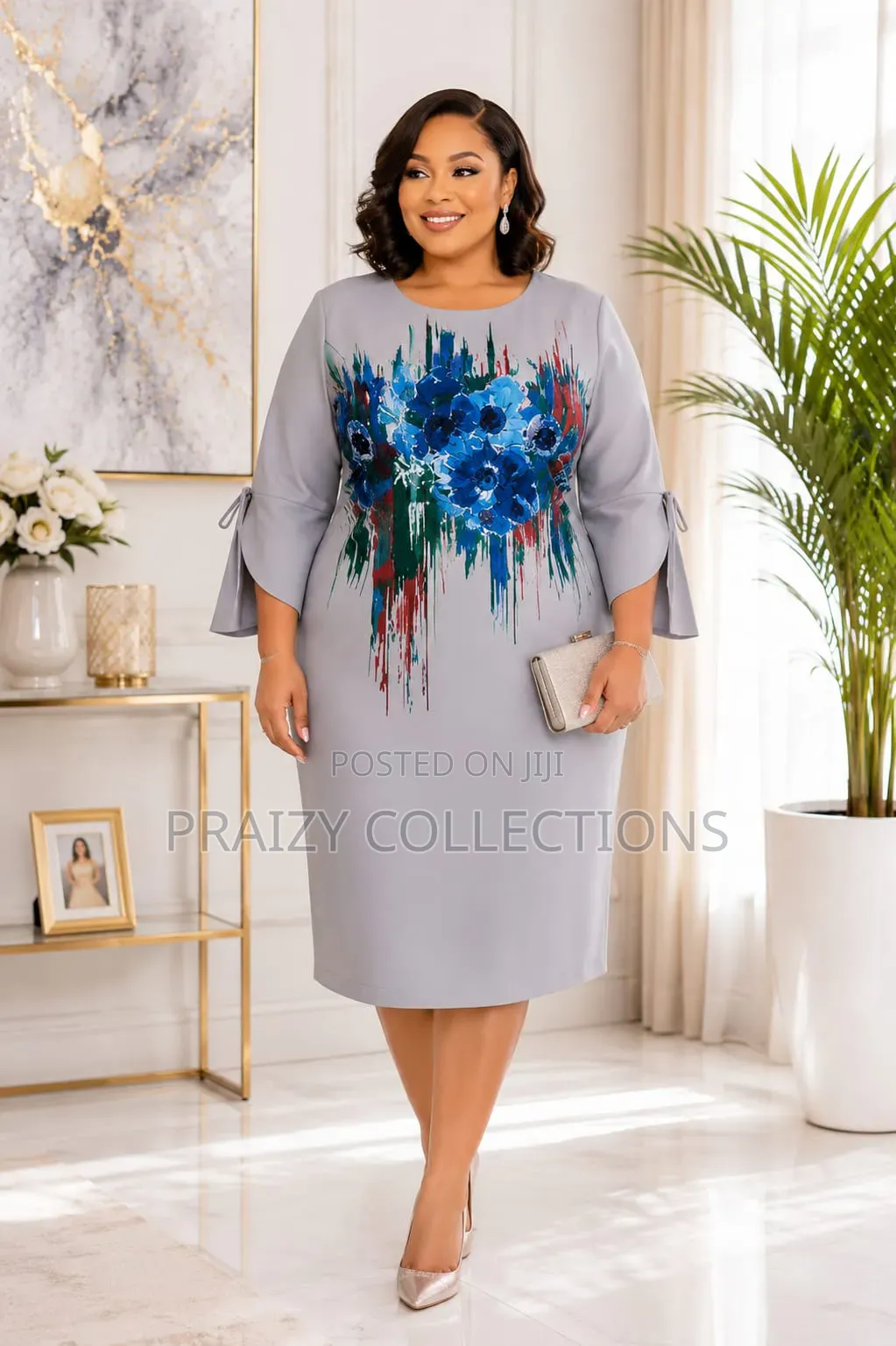 Quality Mama's Straight Dress With Blue Floral