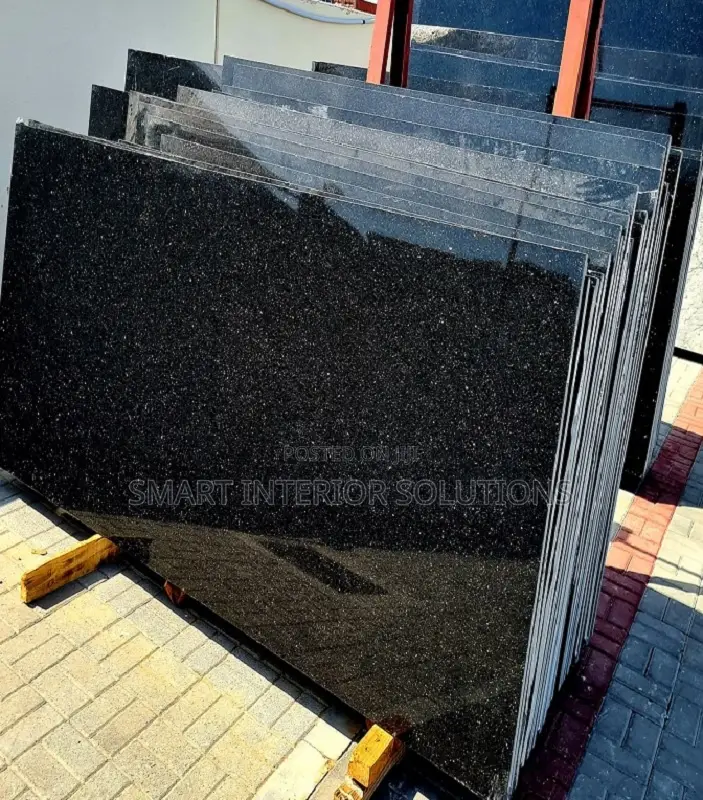 Luxury Polished Black Granite Slab – 8ft × 2ft