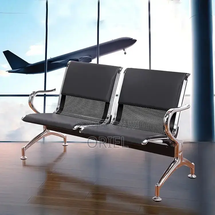 Office Bench 2-Seater Leather Padded Office Reception Waiting Bench