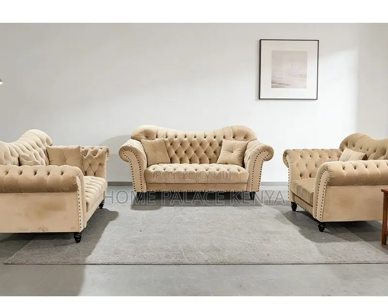 Home Sofa: 7 Seater High Grade Soft Sofa With Rivet Detail