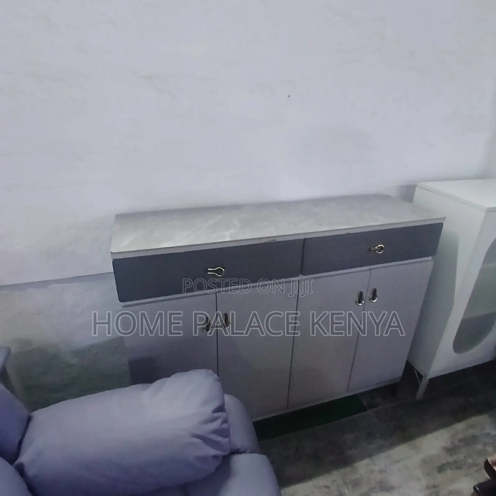 Home Console: Glossy 4 Door Two Toned Buffet Cabinet With Grey