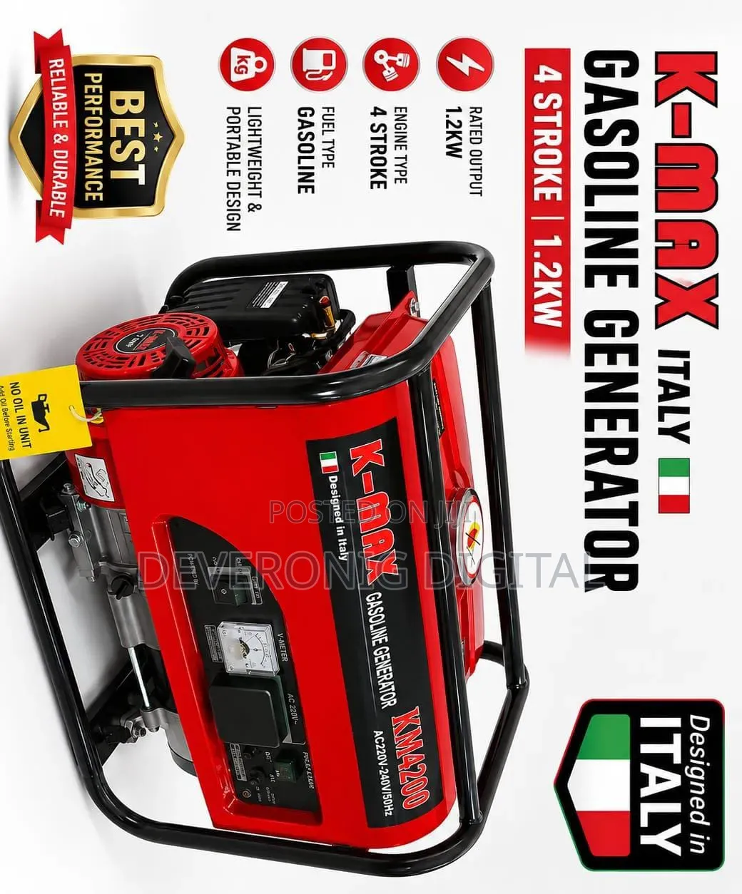 K Max Gasoline Generator 4stroke 1.2kw