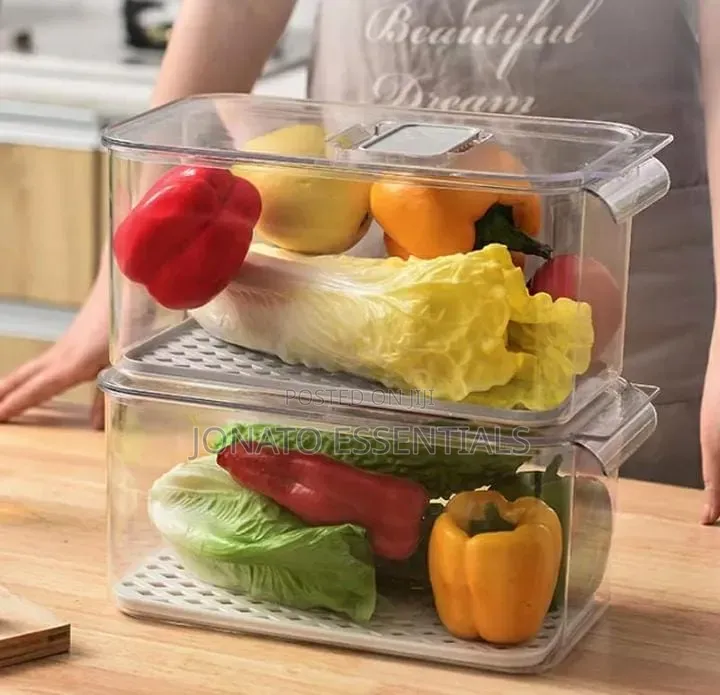 4l Clear Fridge Organizer Box With Drain Tray - Fresh Keeper
