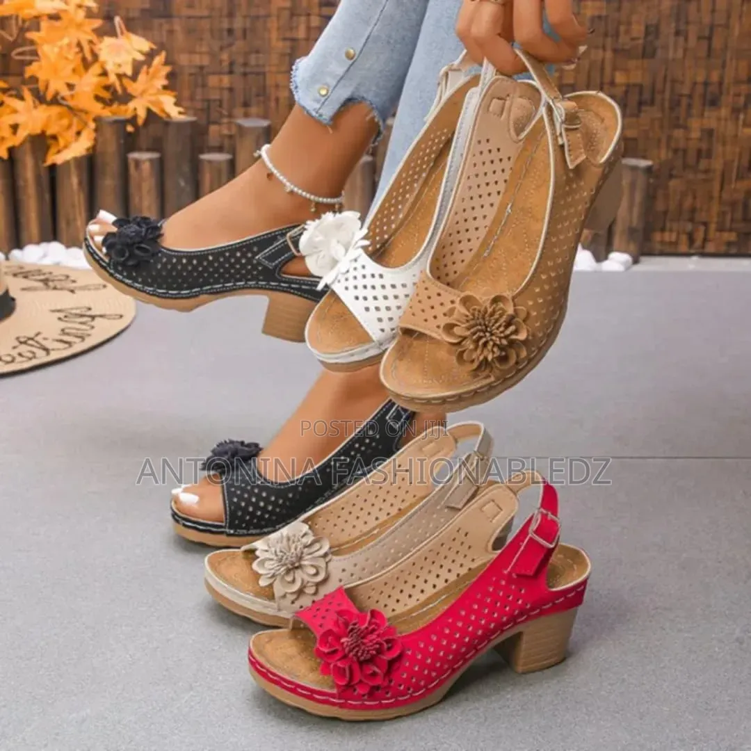 Flowered Peeps Toe Heel