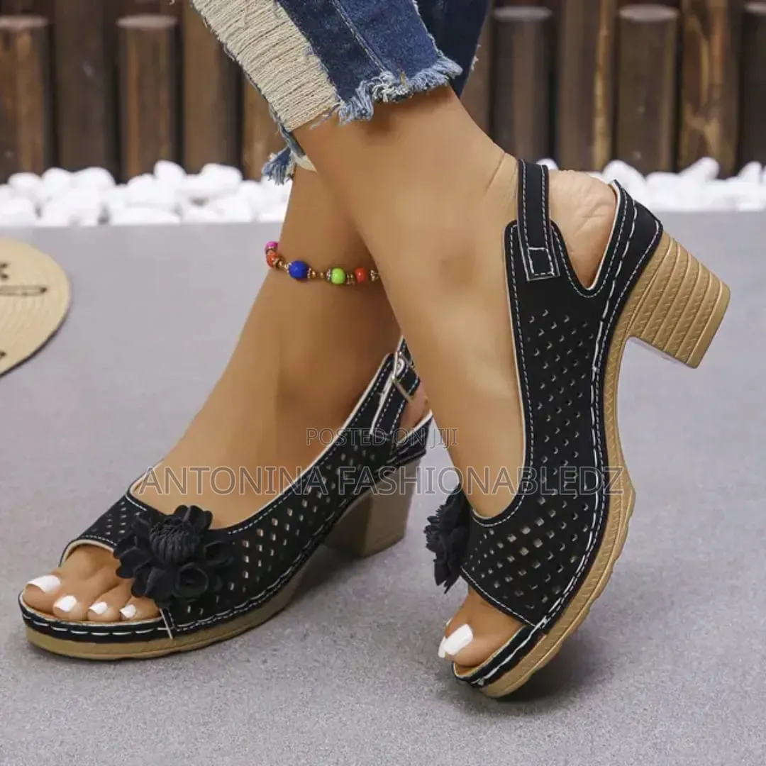 Flowered Peeps Toe Heel