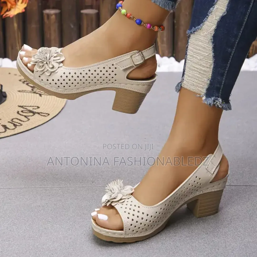 Flowered Peeps Toe Heel
