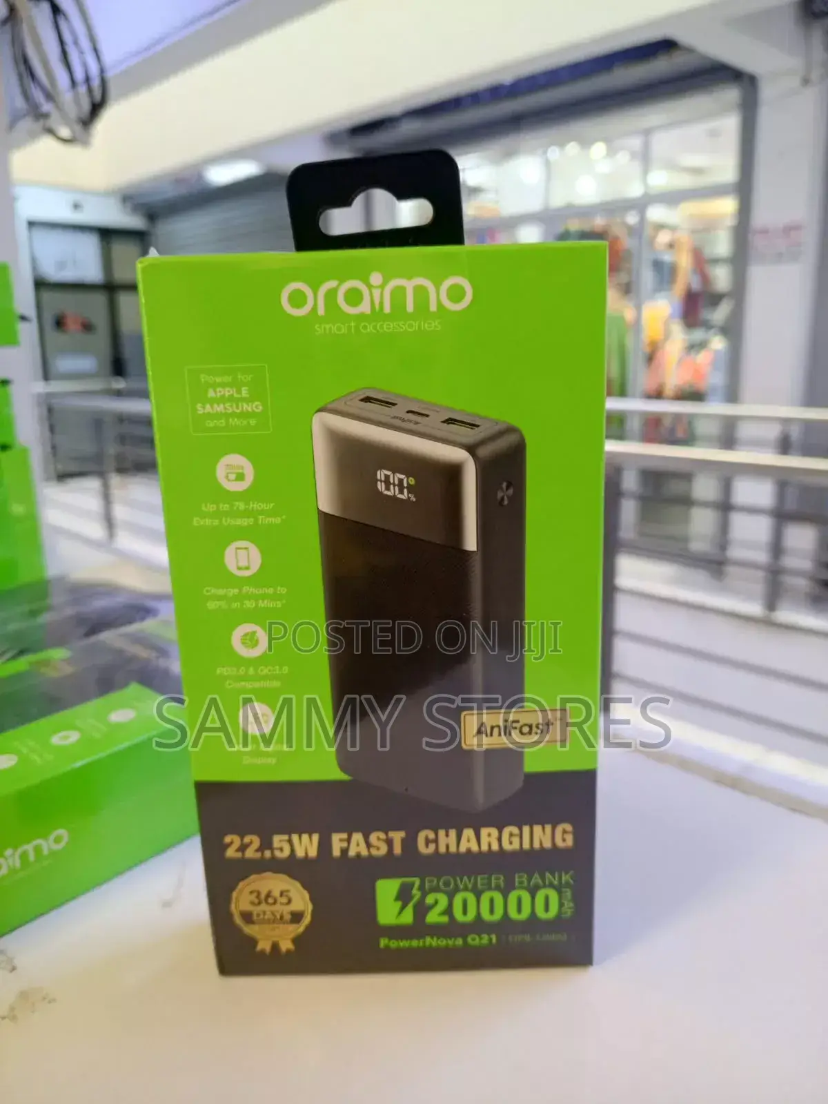Oraimo Anifast 20000mah Power Bank 22.5w –Fast Charger for Smartphon