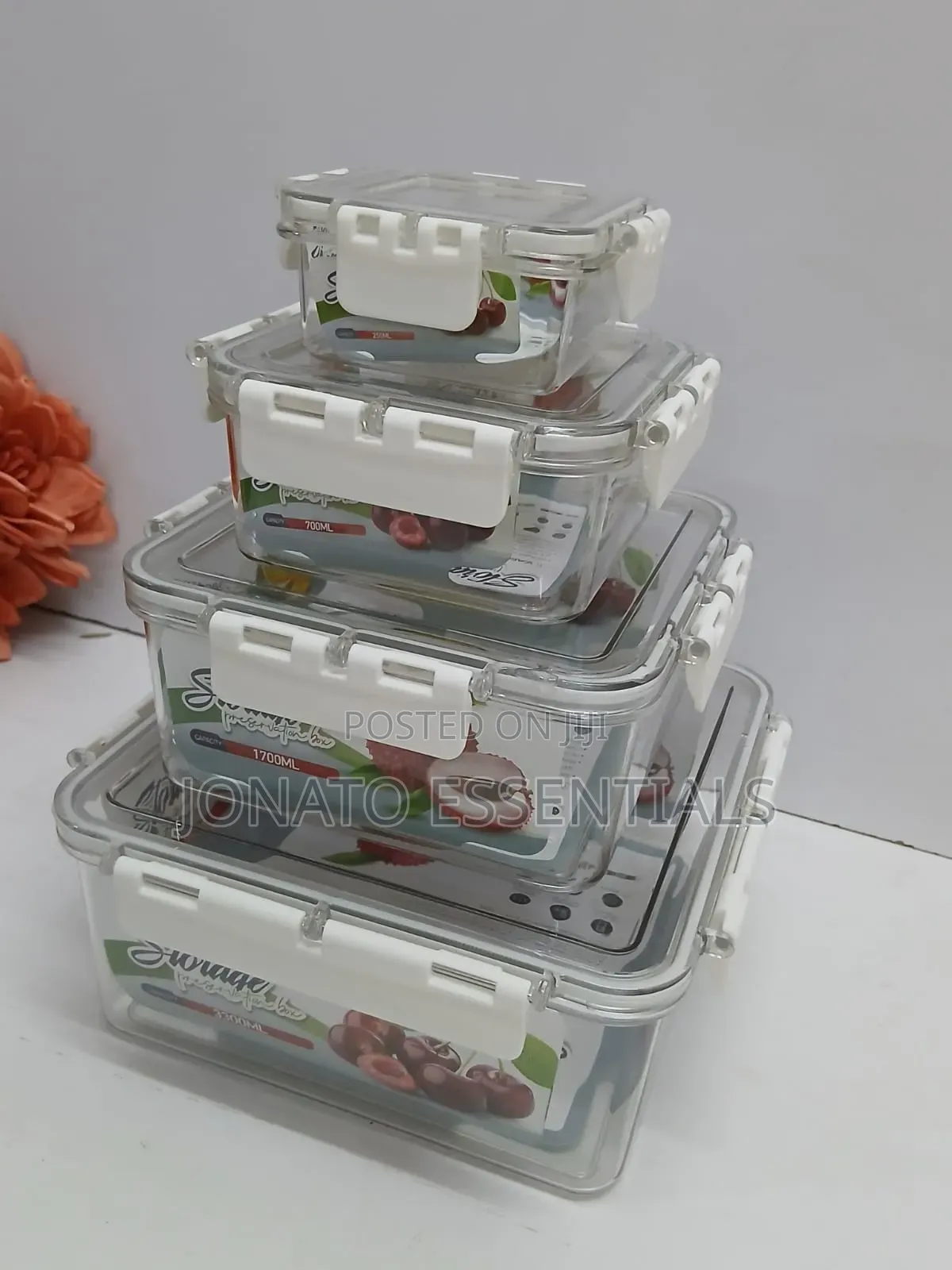 4-Piece Airtight Food Storage Container Set - Kitchen Organizers