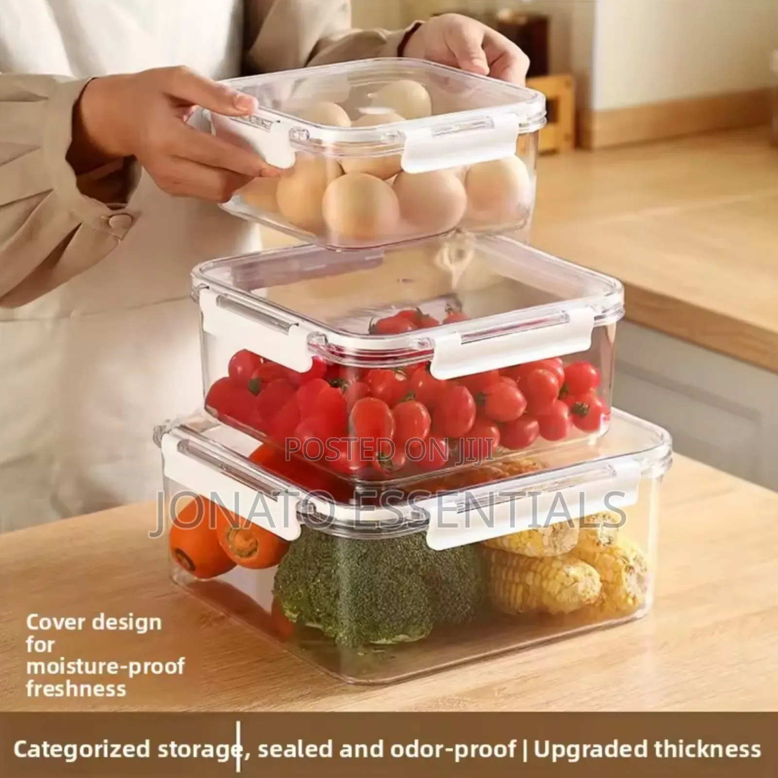 3-Piece Airtight Acrylic Food Storage Container Set - Clear