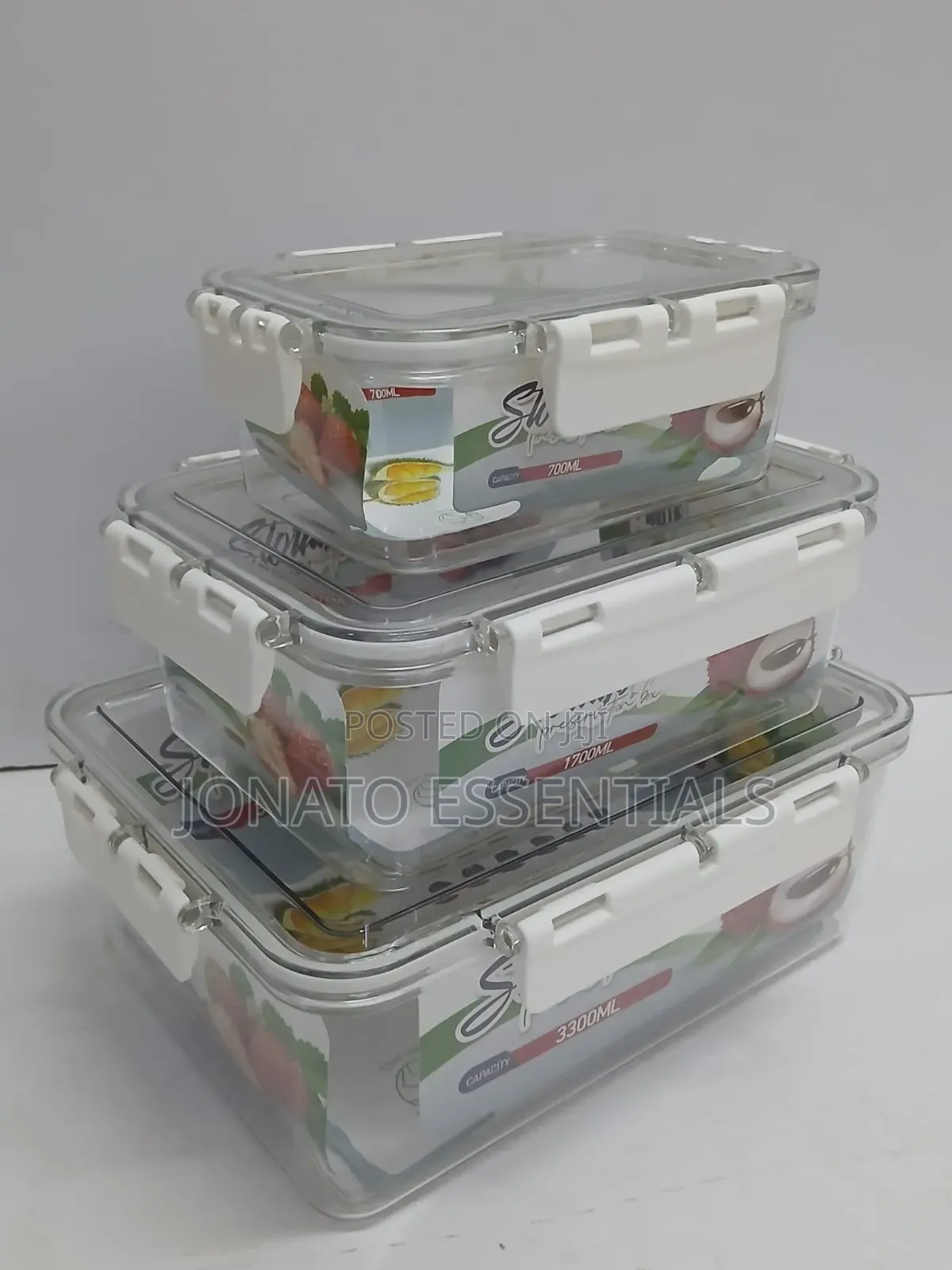 3-Piece Airtight Acrylic Food Storage Container Set - Clear