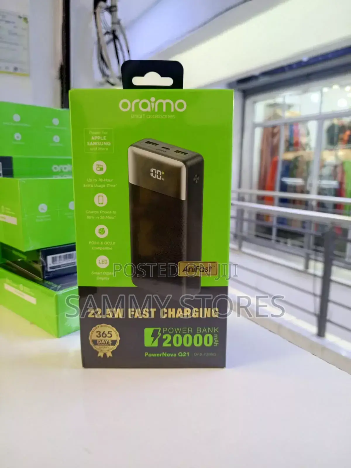 Fast Charging Power Bank – Dual Input/Output, Smart Led Display, Black